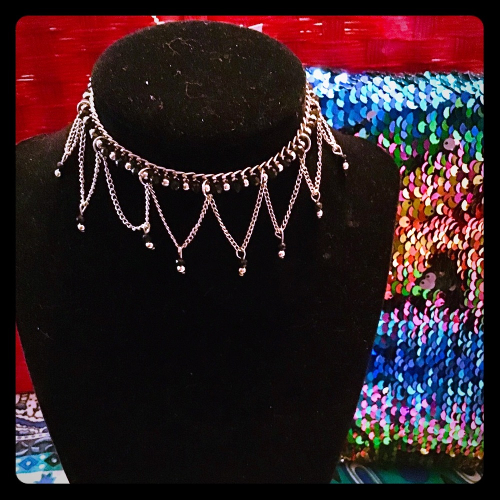 ⚫️ BNWT BLACK CRYSTAL & SILVER DANGLE ANKLET ⚫️